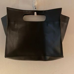 Clare V black leather handle tote